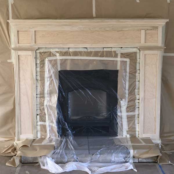 photo of fireplace hearth before being painted